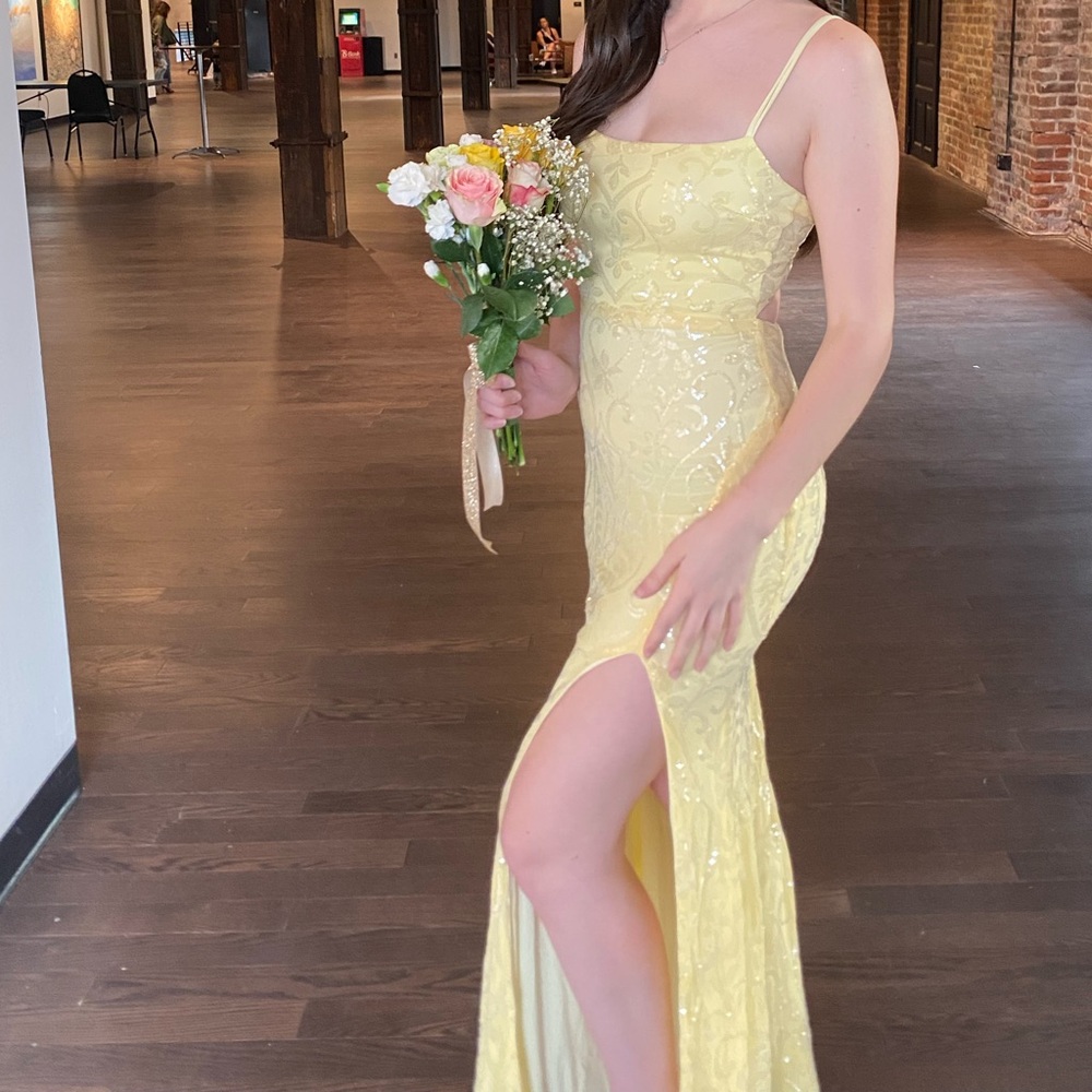 Windsor Yellow Sequin Prom Dress